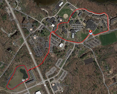 UNE Earth Day 5K Race Course